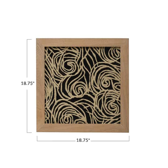 Hello Honey® 19" Black and Natural Modern Wood Framed Abstract Wall Art with Glass Cover